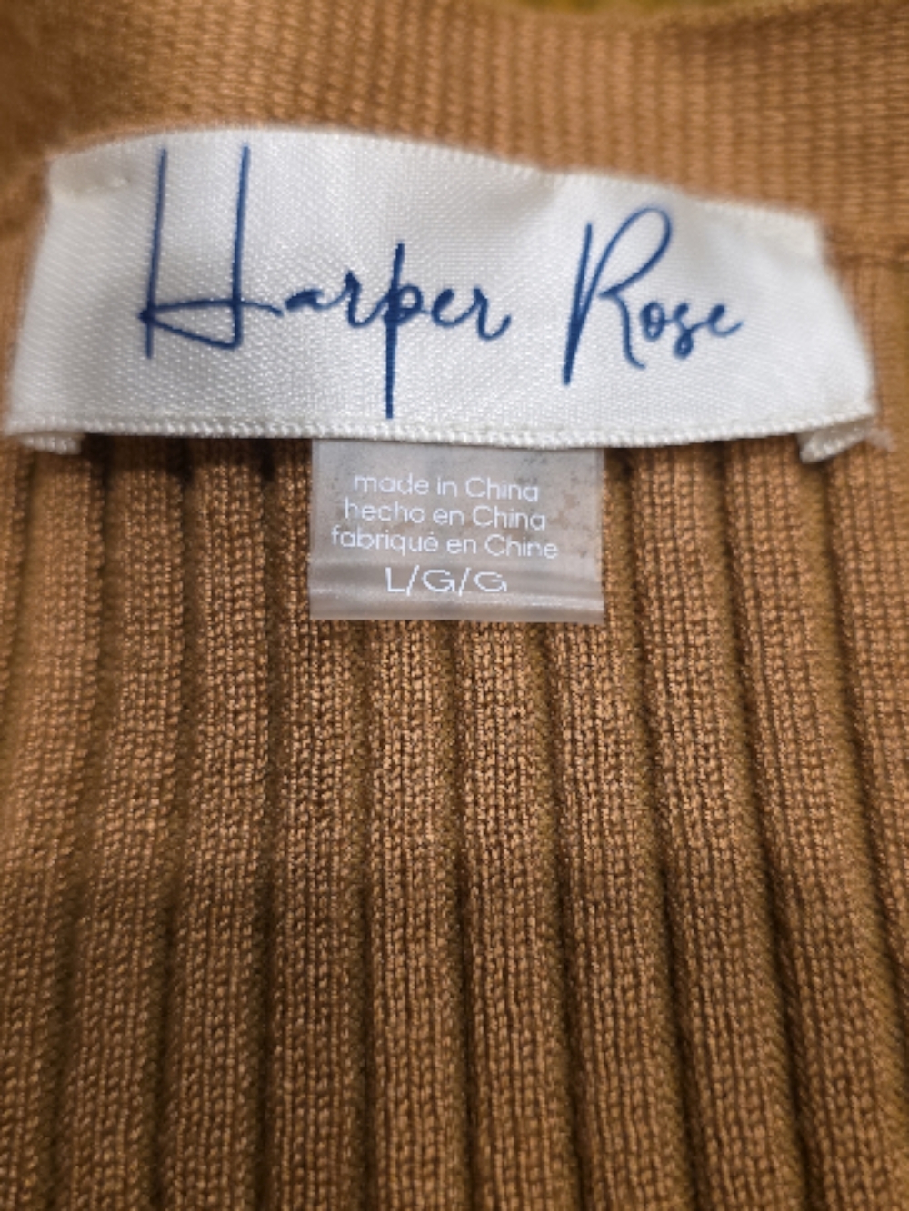 Button-Front V-Neck Button Up Ribbed Knit Midi Dress - Camel - Picture 6 of 7